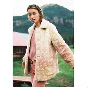 Anthropologie Blsuh Ombre Faux Fur Teddy Coat Size PM Boho Hippie Festival Comfy